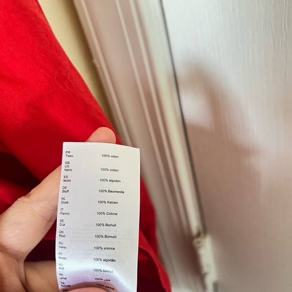 Maje Red Calix Cotton Button Down Blouse - Picture 10 of 12